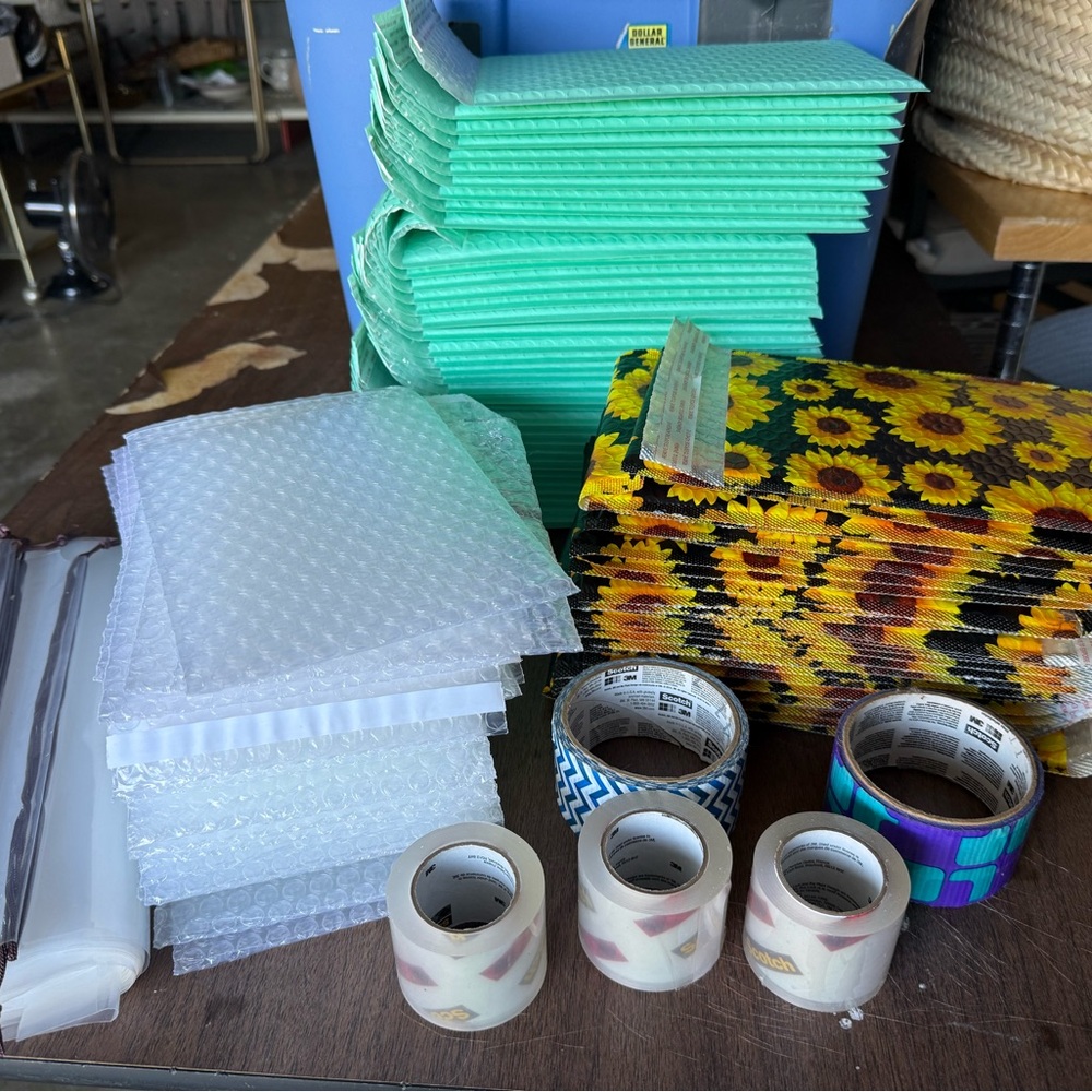 Bubble mailers, tape, bags lot